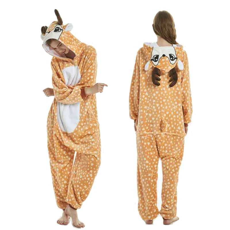 

Winter Animal Pajamas Deer Stitch Sleepwear Unicorn Pajamas onesie Sets Kigurumi Women Men Unisex Adult Flannel Nightie overalls
