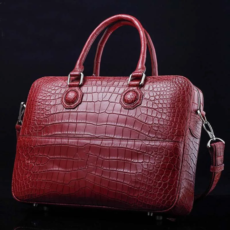 

ourui summer new Real crocodile men briefcase Wine red Private custom Good quality goods men handbag