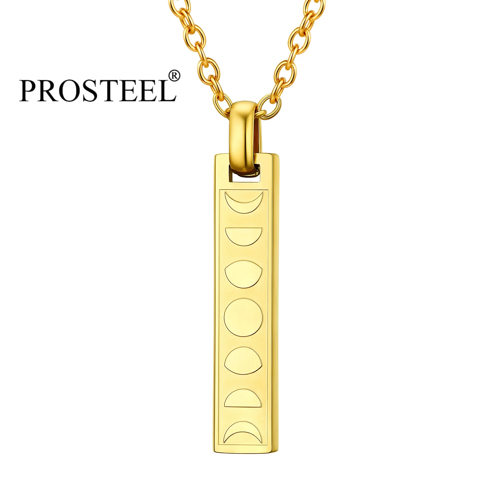 

PROSTEEL Men Women Stainless Steel Moon Phase Charm Necklace Birthday Gift Pendant O Chain PSP5272