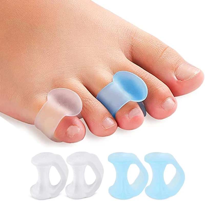 4pcs=2 Pairs Silicone Toe Separator Finger Feet Care Protector Gel Toe Orthopedic Bunion Hallux Valgus Corrector Pedicure Spacer 1 pair bunion corrector gel pad stretch nylon hallux valgus protector guard toe separator orthopedic protector hot sale