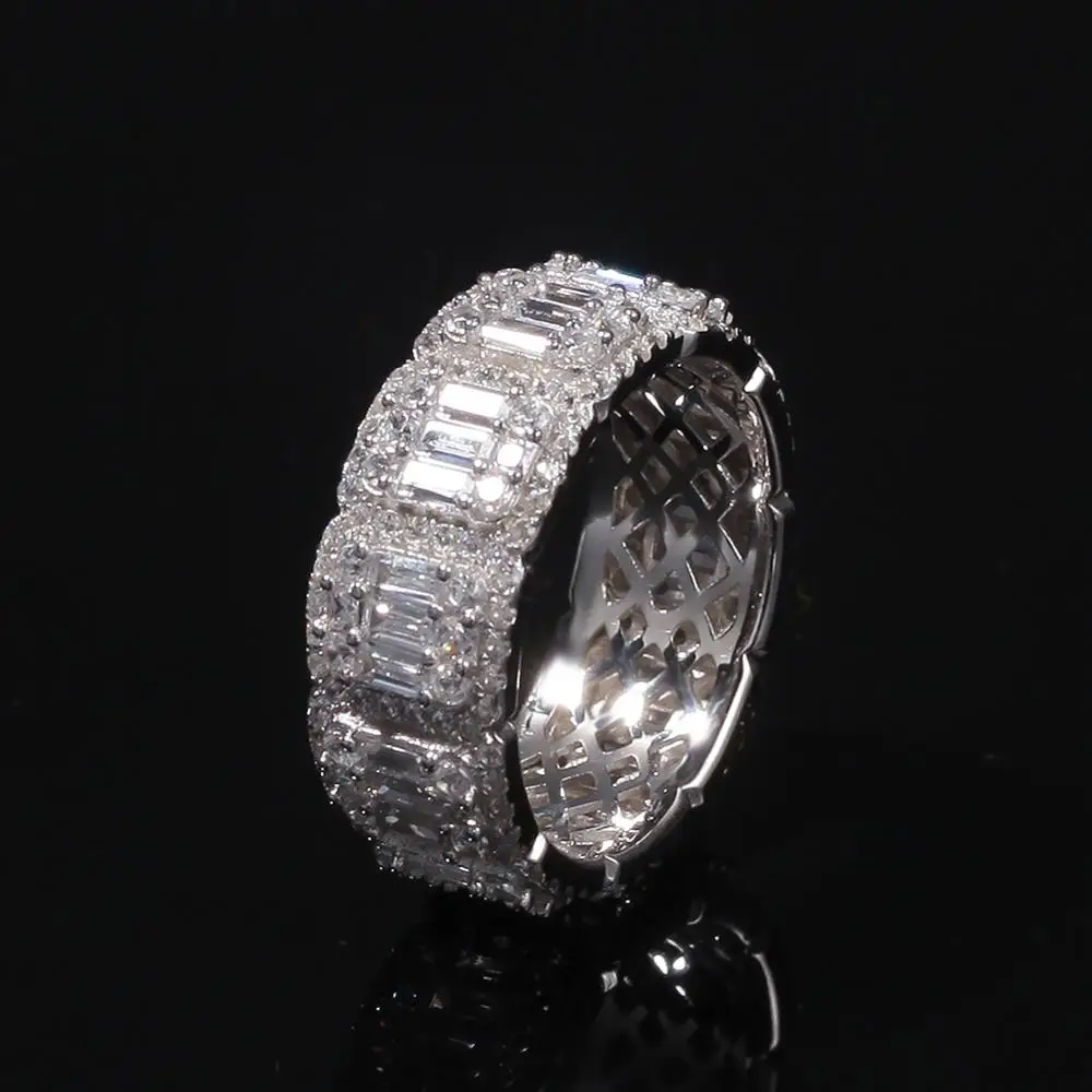 Silver-8mm 8 мм 10 мм квадратное циркониевое кольцо ретро пара хип-хоп кольцо для мужчин/женщин золотого/серебряного цвета круглое кольцо классическое хип-хоп ювелирное изделие подарок - Цвет основного камня: Silver-8mm