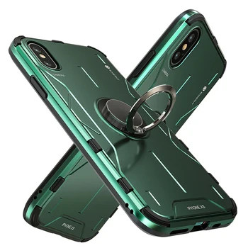 

for iPhone 11 Pro XR XS Max Aluminum Alloy Metal Case,Shockproof Armor Ring Stand Covers Holder for iPhone 7 8 Plus X XS