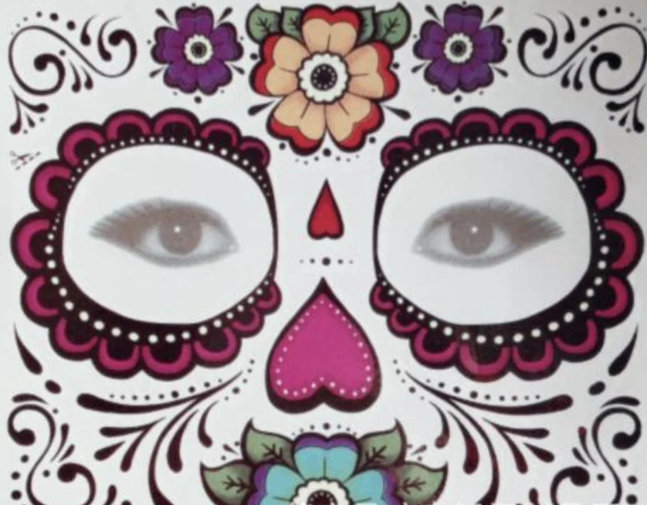 Mexica Day of the Dead Sugar Skull Face временная татуировка Хэллоуин Макияж наклейки для Хэллоуина Маскарад Вечерние - Цвет: purple 150x125mm