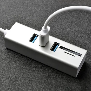 

3 Ports USB Hub Type C High Speed LED Light All In One TF Card Reader Portable Multifunctional Combo For SD Adapter