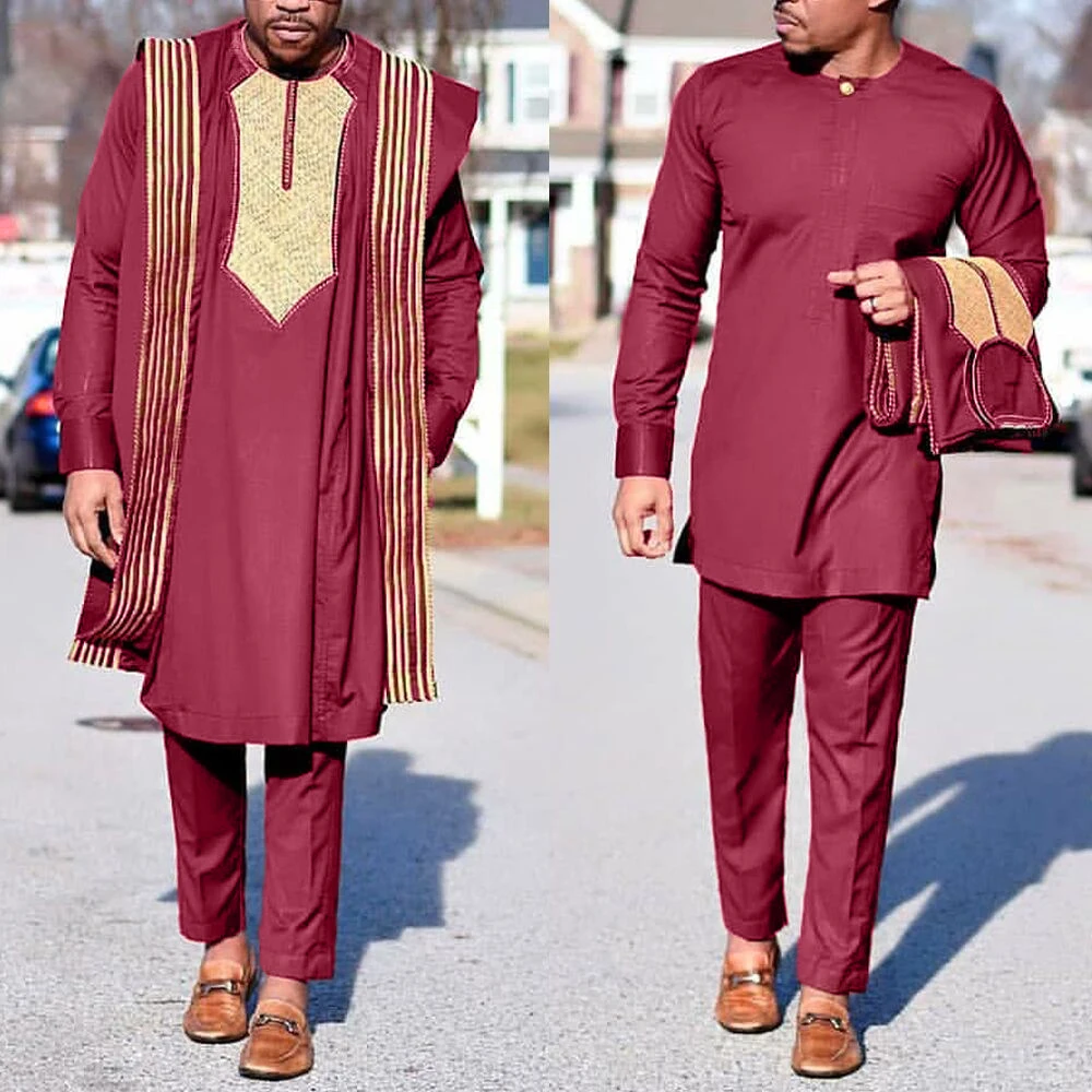 Африканский костюм H & D Agbada для мужчин вышитые халаты Дашики накидка рубашка