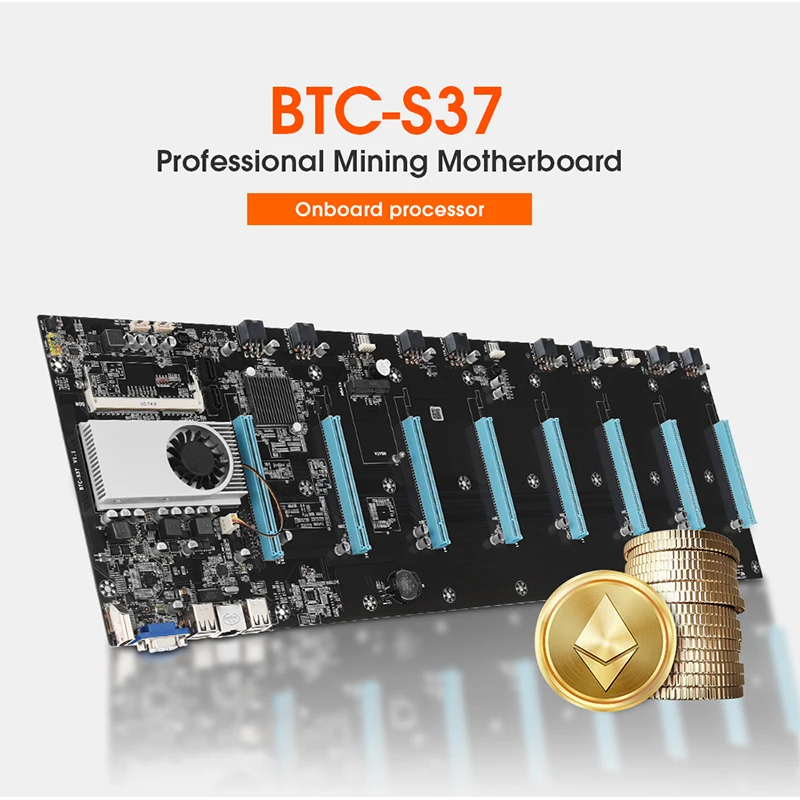 Материнская плата 8 GPU для майнинга основная с ЦП эфириум Биткоин BTC 37 экспертная