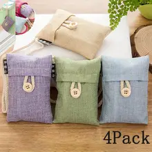 4 шт. фильтрация воздуха мешок Свежий активный льняные мешочки бамбук с активированным углем очиститель плесень запах фильтрация воздуха ing дезодорант сухой дезодорант@ 30