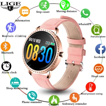 

LIGE New Smart Watch Women Fitness Tracker Heart Rate Monitor Smartwatch Information push Bluetooth Smartwatch IP67 Waterproof
