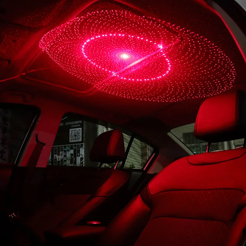 Adjustable Lens Laser Projector Mini USB LED Car Light Interior Atmosphere Decorative Lights Bird's nest, Time Tunnel