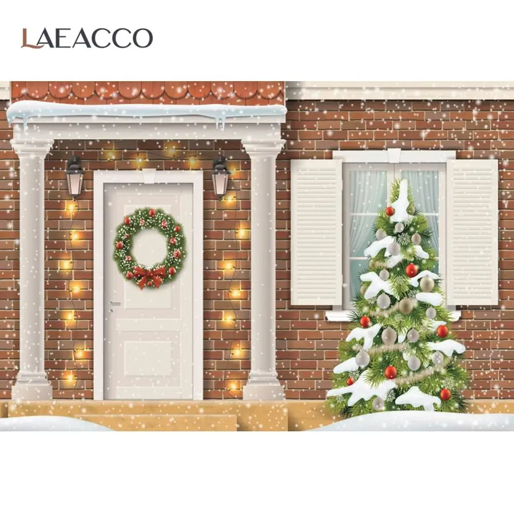 

Laeacco Winter Light Bokeh Snowflake Cartoon Hut Christmas Tree Baby Newborn Backdrop For Photography Background Photo Studio