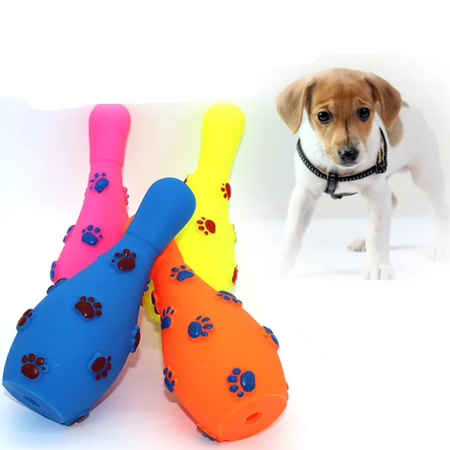 US $2.26 Hot Sale Pet Toy Silicone Vocal Bowling with Footprints Ball Bite Resistant Cute Ball Dog Chew Toy 