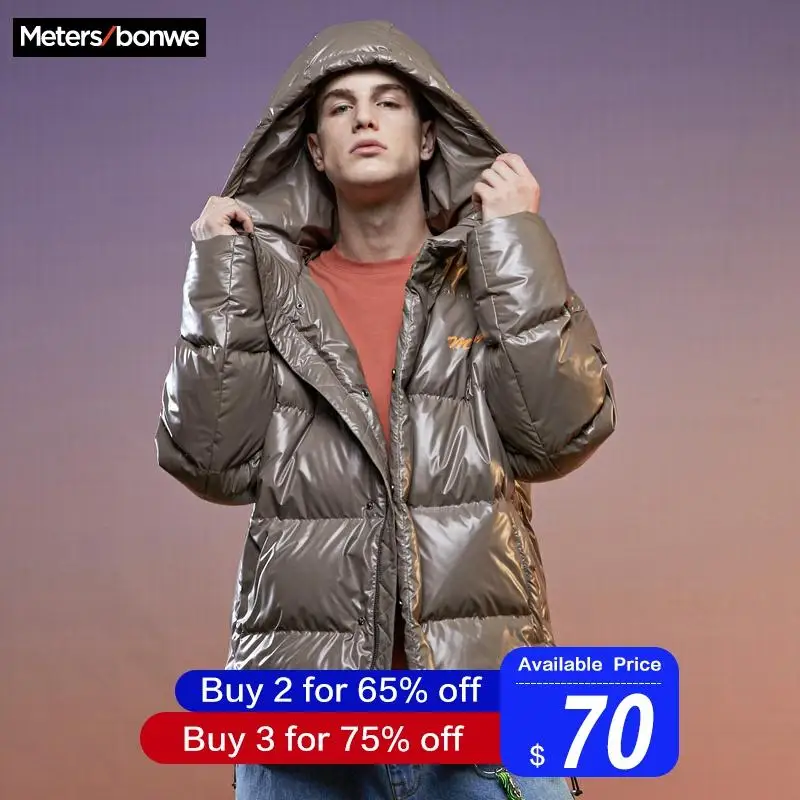 Metersbonwe,, толстый пуховик, мужской, зимний, теплый, 90%, серый, утиный пух, пальто с капюшоном, однотонный, красивый, модный, мужской, пальто, верхняя одежда