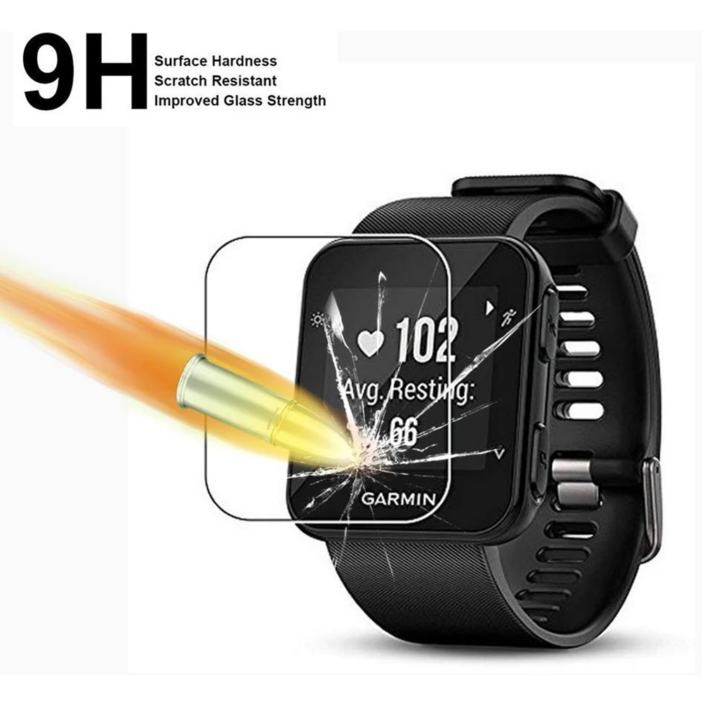 4PCS 9H Tempered Glass For Garmin Forerunner 35 HR Round Smart Watch Screen Protector Anti-scratch Protective Film