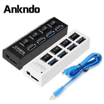 

ANKNDO USB Hub 3.0 Multi USB Hab Splitter High Speed 4 Ports USB Expander Adapter For Printer Headphone PC Computer Accessories