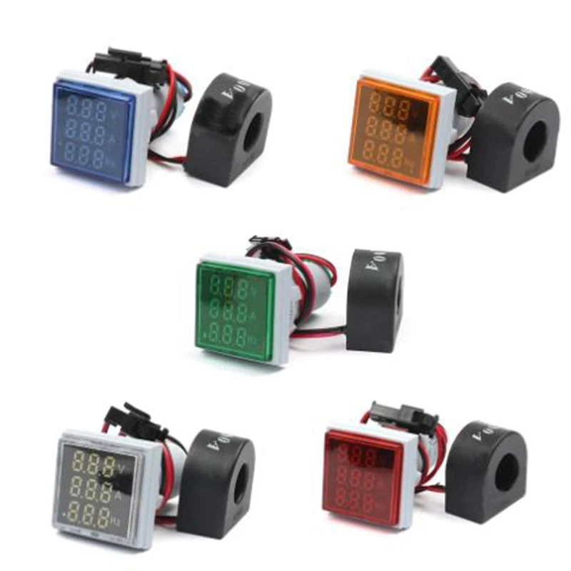 5 Pcs Digital 3In1 22Mm Voltage Indicator Ammeter Voltmeter LED Meter Tester Signal Lights Lamp AC60-500V 0-100A 20-75Hz | Инструменты