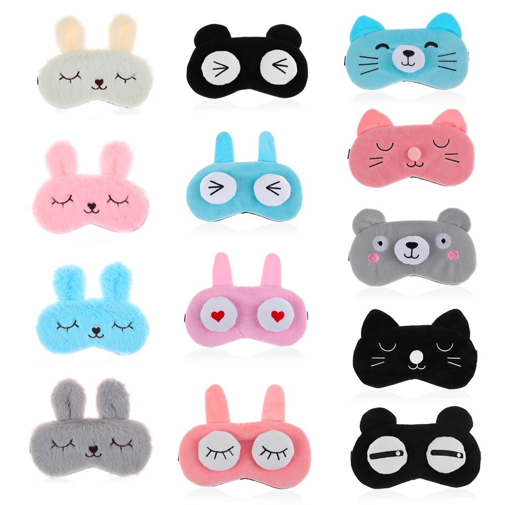 

1Pc Cute Winter Plush Animal Eye Cover Sleep Mask Eye Patch Bandage Blindfold Rabbit Cartoon Nap Eye Shade Plush Eye Care Tools