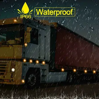 

10pcs Side Marker Lights Amber 2" Round Tail Clearance 7-LED Trailer 24V