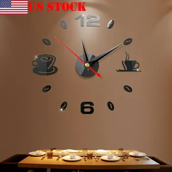 

DIY 3D Number Wall Clock Mirror Sticker Home Room modern Office Decor Art Design