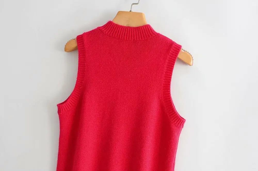 women solid color round collar sleeveless vest sweater ladies basic knitted casual slim sweaters female autumn chic tops S106