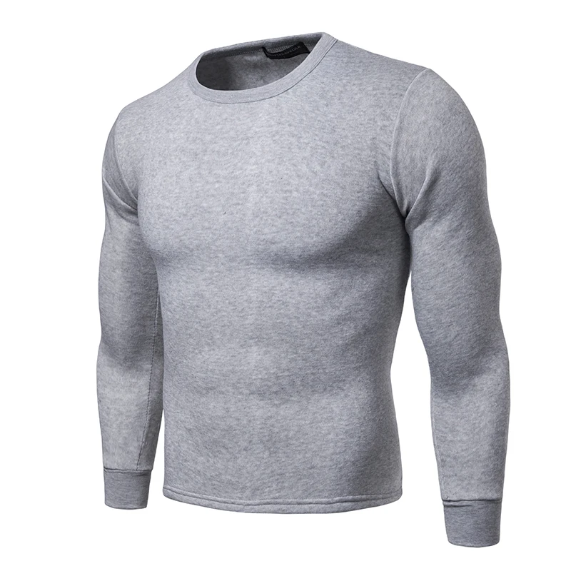 NY002-LightGrey Зимнее теплое мужское термобелье кальсоны зимняя одежда однотонная черная серая плотная термобелье Мужская бархатная одежда - Цвет: NY002-LightGrey