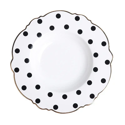 black dot 10 inch 8/9/10 дюймов форфоровая тарелка для дома в горошек стейк Тарелка десертная тарелка для Торта Пластины Комплекты декоративная тарелка посуда набор посуды - Цвет: black dot 10 inch