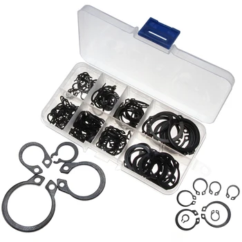 

160PCS M6/M8/M10/M12/M14/M16/M20/M25 External Retaining Black Spring Ring Set Carbon SteelCirclip Snap Ring Hardware Kit