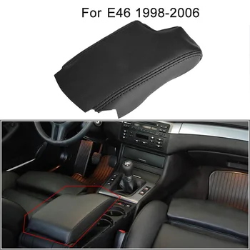 

Armrest Box Cover, Leather Console Armrest Lid Cover Armrest Box Protector for BMW E46 3 Series 1999-2006(Black)