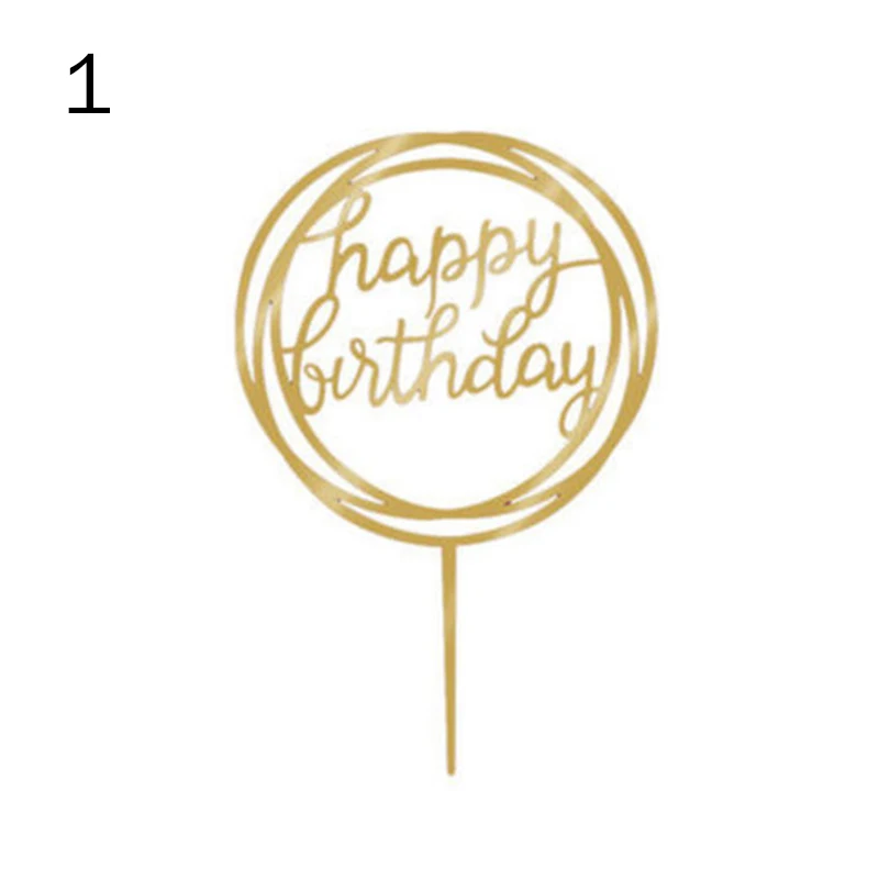 

Love Happy Birthday Acrylic Cake Topper Flag Card Home Party Decoration Supplies OCT998