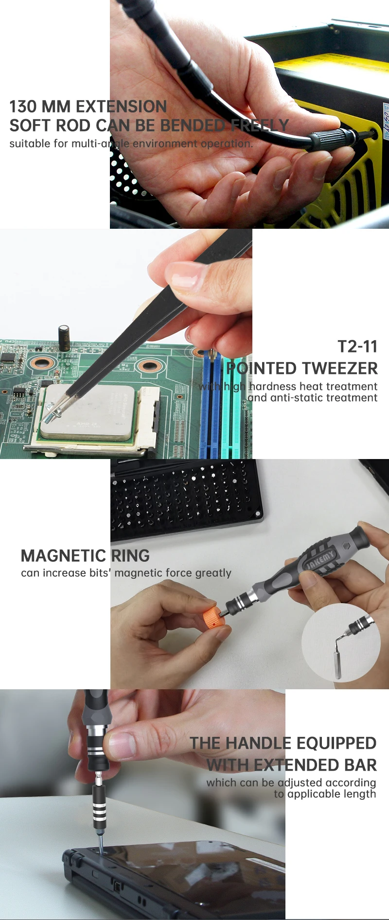 JM-8176 106 IN 1 Precision Screwdriver Set Magnetic Bits Screw Driver With Extension Bar for Mobile Phone Repair Tools (4)