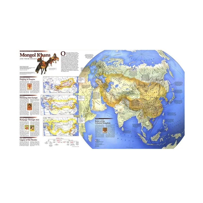 

60x90 см Настенная декоративная карта из Mongal ханов и их Legacy распылением для Гостиная Настенный декор