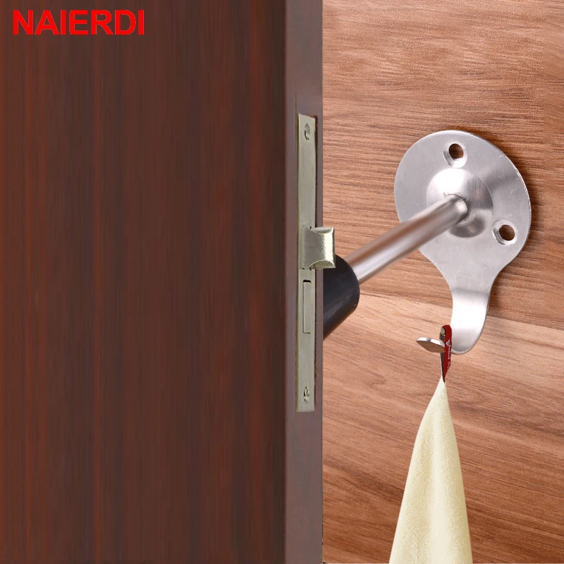 NAIERDI Stainless Steel Door Stopper Bathroom Wall Hooks Floor Wall Mount Hanging Hook Non-magnetic Door Holder Door Hardware