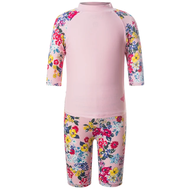 Julysand High Quality Swimwear Girls Two Pieces Swimsuit Baby Skin Care Half sleeve Floral Printed Bathing Suit Kids Swimwear Pink