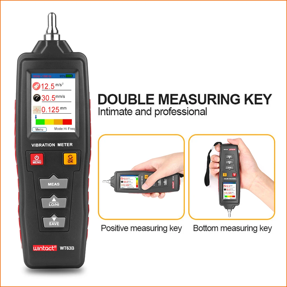 WINTACT Vibration Analyzer Vibrator Analizador De Vibraciones Digital Vibration Meter Tester Handheld WT63B Medidor Vibraciones 2