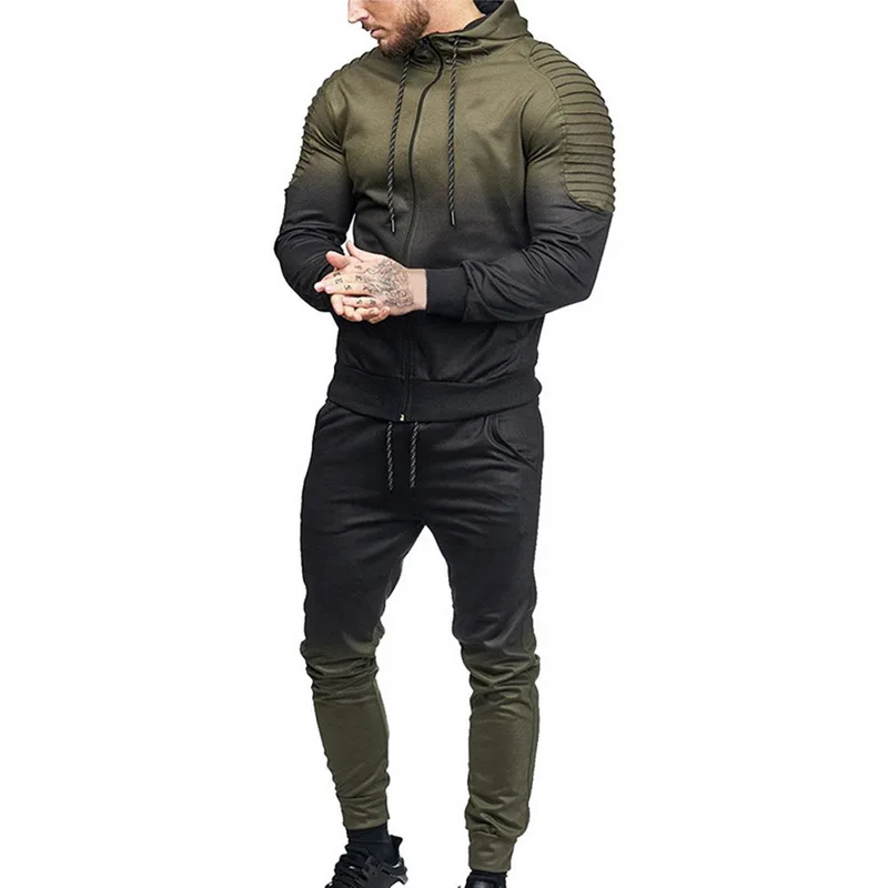 

HEFLASHOR Brand Men Sets Fashion Autumn Spring Sporting Suit Sweatshirt +Sweatpants Mens Clothing 2 Pieces Sets Slim Tracksuit