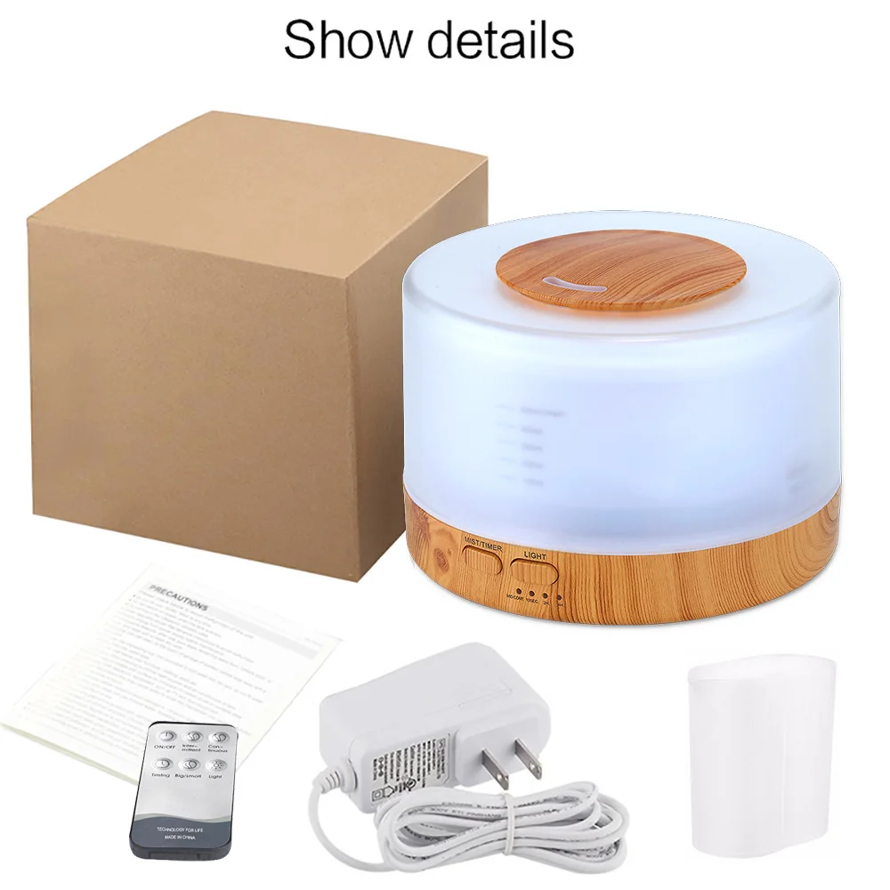 500ML Aromatherapy Diffuser Air Humidifier with LED Night Light for Home Room Ultrasonic Cool Mist Aroma Essential Oil Diffuser