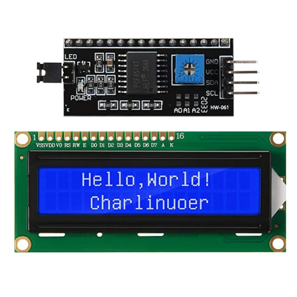 lcd display module LCD1602 1602 Blue / Yellow Green Screen 16x2 Character PCF8574T PCF8574 IIC I2C Interface 5V for arduino