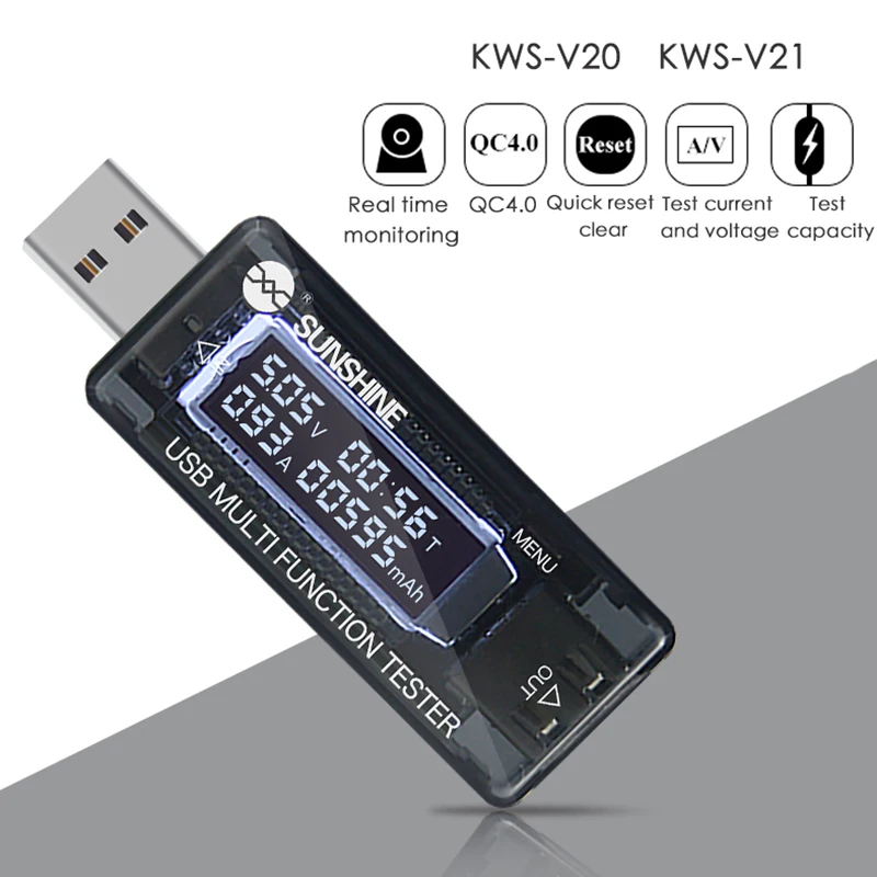 ЖК дисплей USB детектор Вольт Напряжение тока доктор зарядное устройство ёмкость