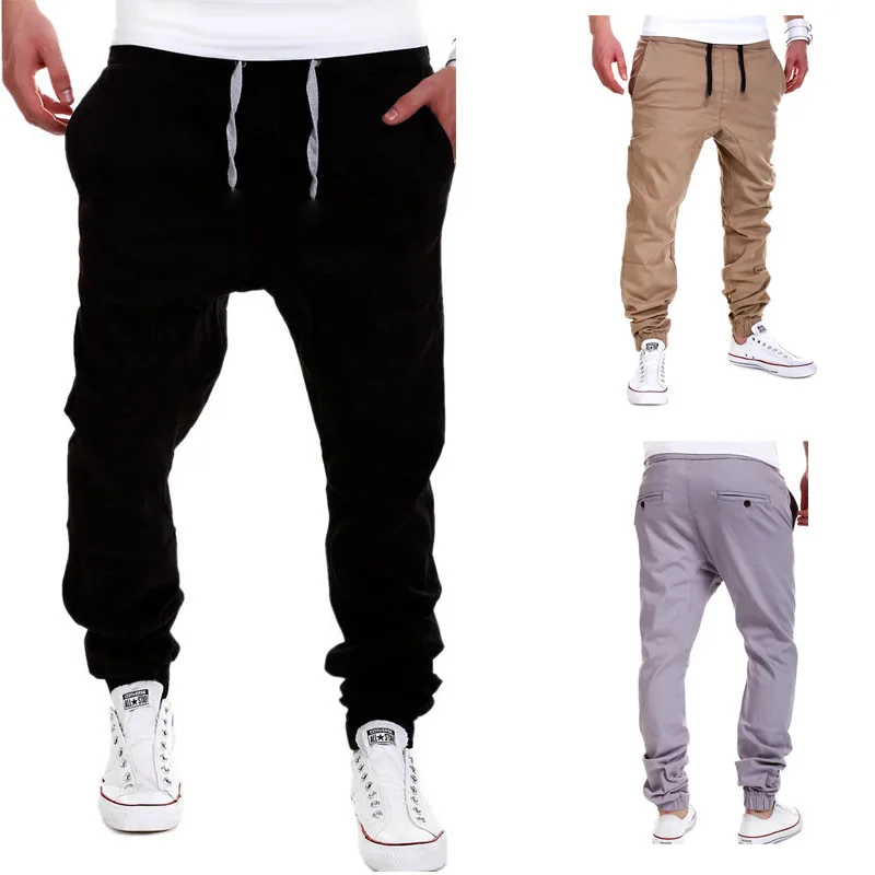 

2019 New Style Men Fashion with Drawstring Elastic Sports Baggy Pants Skinny Pants Washing Skinny Pants 8810