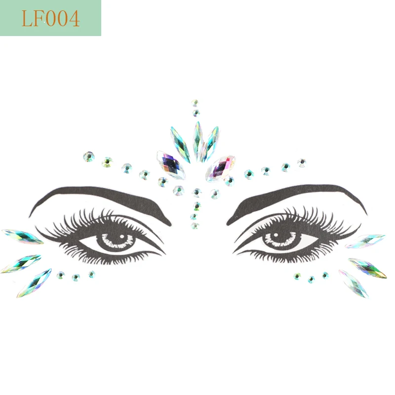 Временная татуировка наклейка s Face Rhinestone наклейка вечерние макияж для тела блестящая наклейка музыкальный фестиваль глаз искусство татуировки - Цвет: LF004