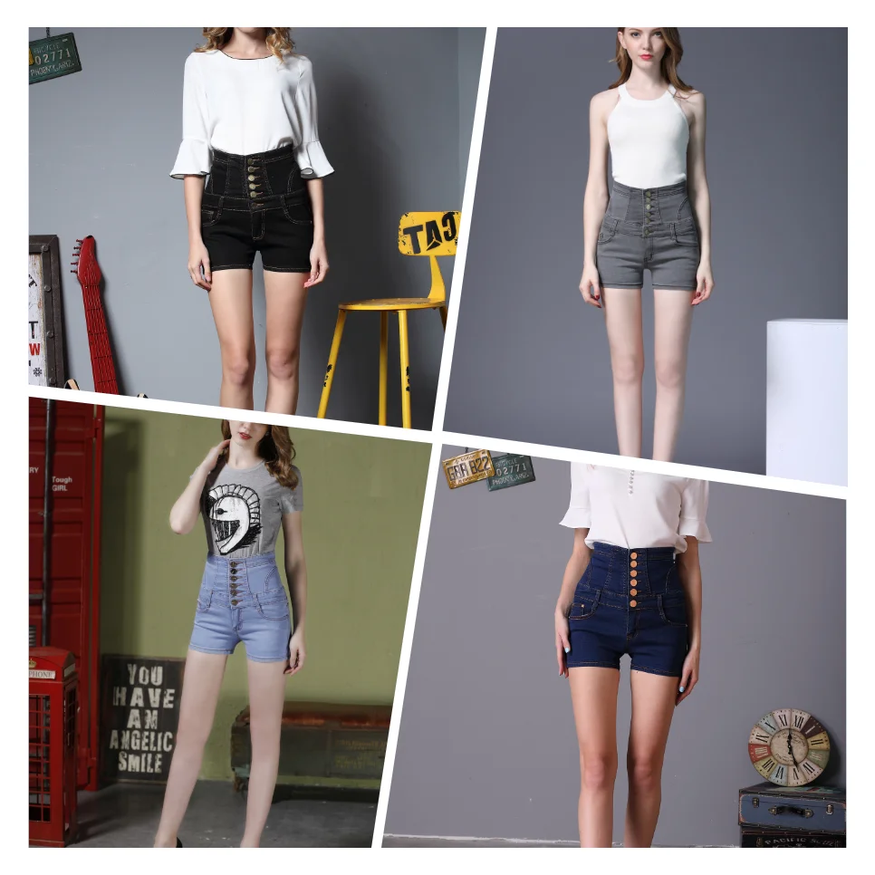 

Shorts Waist Jean a New Summer Female High WOMEN England Style REGULAR Button Fly Show Thin Denim Big Yards Of Tall 2020