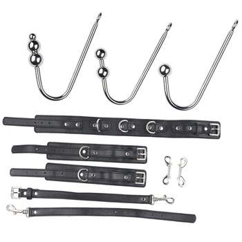 BDSM Sex Neck Collar And Handcuffs Anal Hook Kits,Pup Tail Anal Plug Slave Bondage Role Play Sex Toys For Couples Adult Games 5