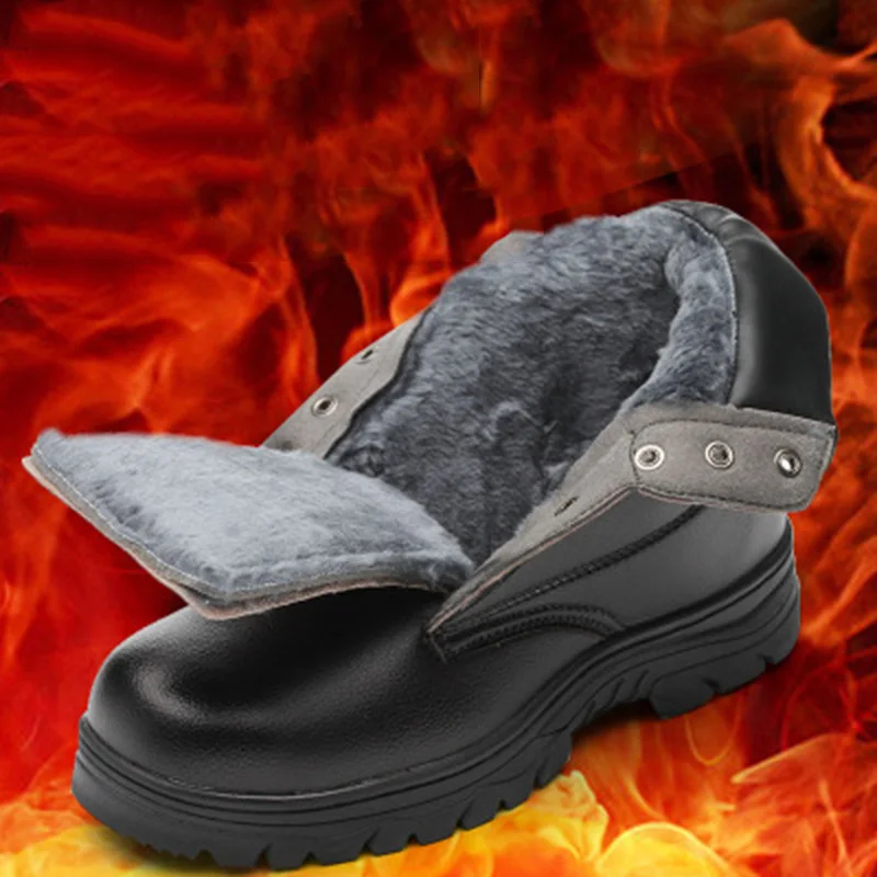 Зимняя обувь из хлопка кожаные высокие шапки с холодным стальным носком