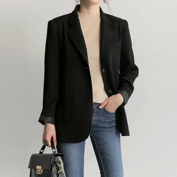 

Women's jacket 2019 autumn new casual fashion temperament loose solid color single-breasted small suit women's clothing