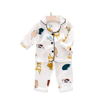 

kids baby boys girls Long sleeve tops shirts sleepwear Pants toddler pajama sets 2pcs children Animals Print costumes 1-5Y