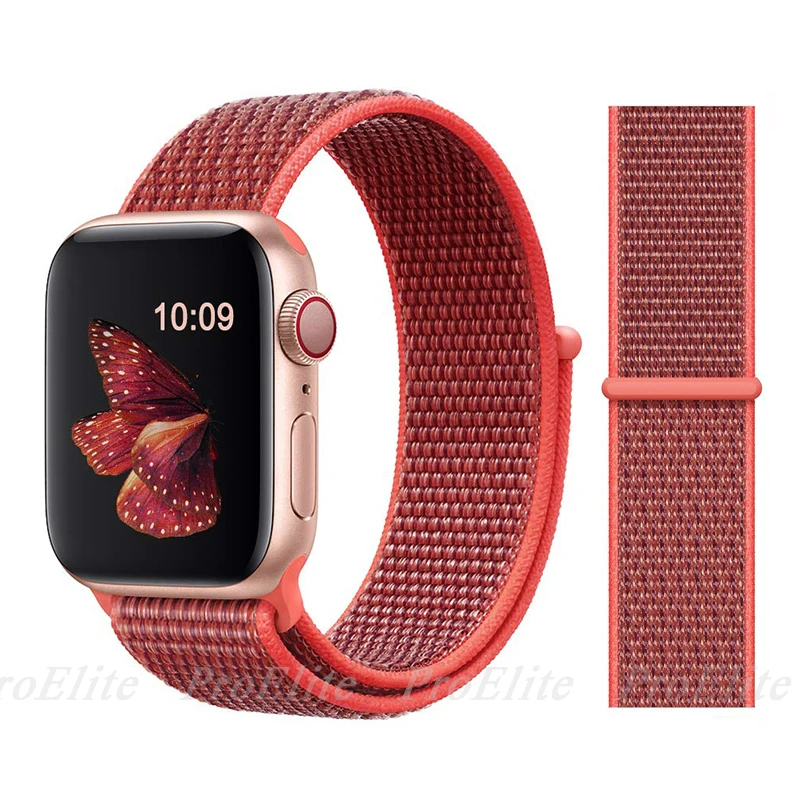 Color26 Nectarine Нейлон Ремешок для наручных часов Apple Watch серии 3/2/1 38 мм 42 мм мягкий нейлон дышащий сменный ремешок Спортивная петля для наручных часов iwatch серии 4 40 мм 44 мм - Цвет ремешка: Color26 Nectarine