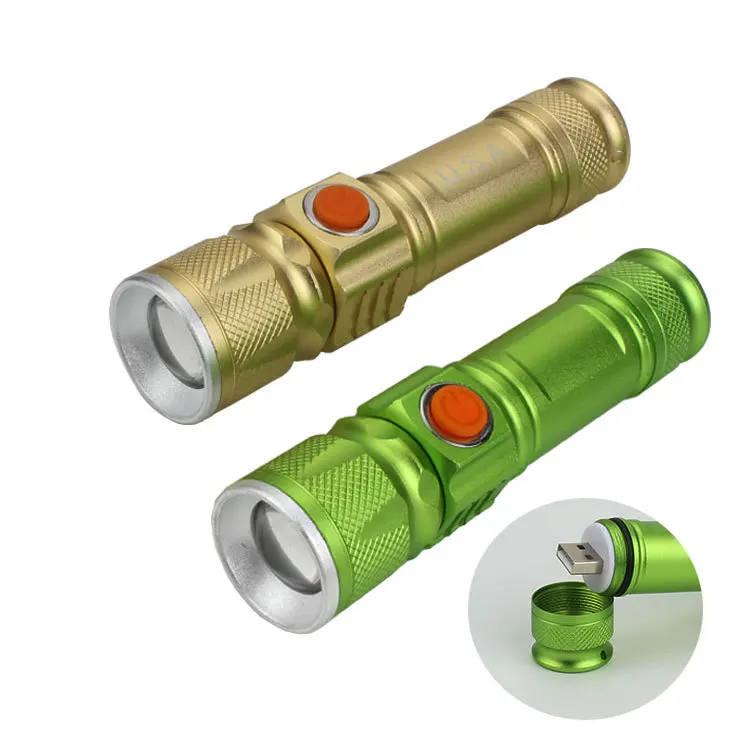 

New Style LED Aluminum Alloy Torch Tensile Zoom Glare USB Rechargeable Mini Small Flashlight Customizable Logo
