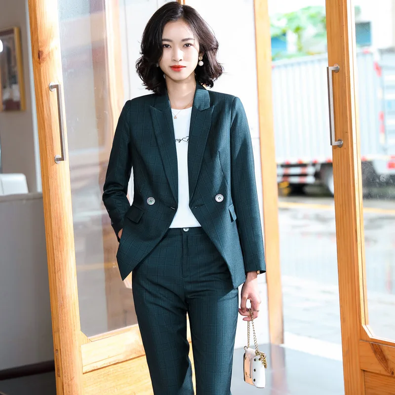 

Autumn New Full Sleeve Jacket And Pants Set Woman Costume Femme 2 Piece Set Trajes De Las Mujeres Formal Office Clothes