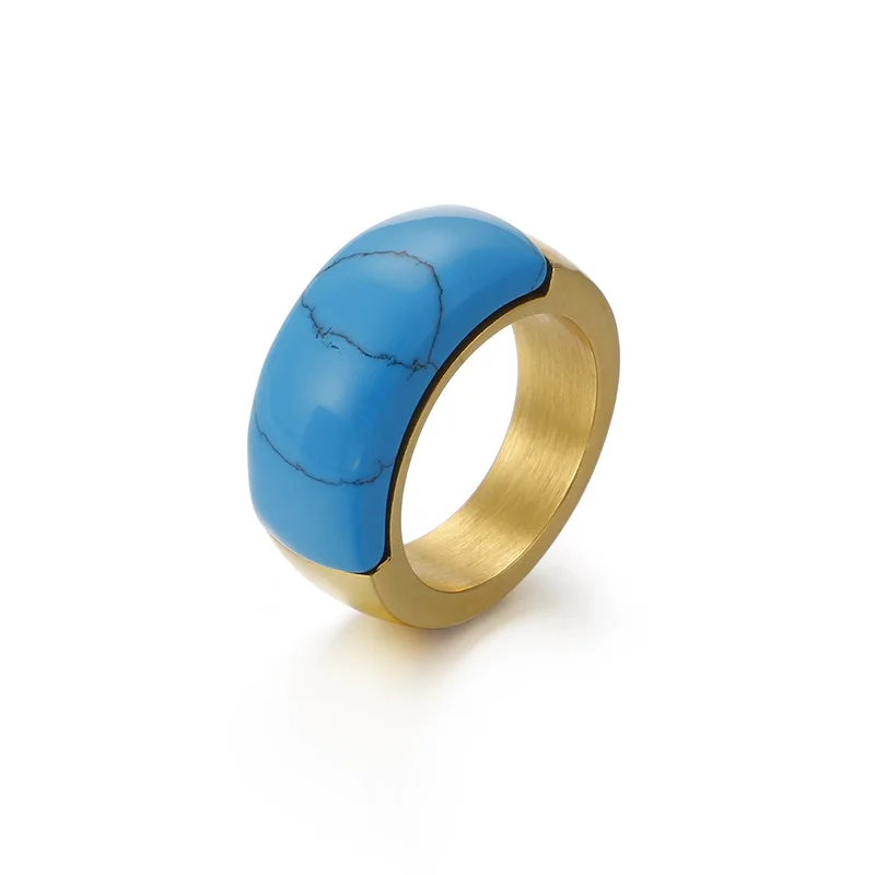 

Wholesale Fine Jewelry Factory Stone High Quality Titanium Steel Finger Rings Beauty Fashion Accessories Couple Ring Jewelry