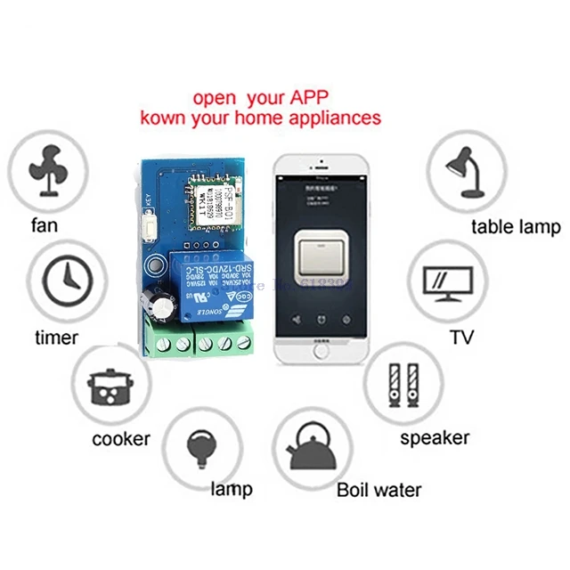 

A7-- DC 12V Wireless Wifi Relay Switch Module Mobile Phone Remote Control Timer Jog Mode Low Power Android IOS Smart Home