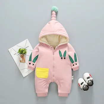 

Warm Winter Newborn Infant Baby Girls Boys Jumpsuit Hooded Long Sleeve Floral Ruffle Bear Romper Jumpsuit Playsuit Outfits